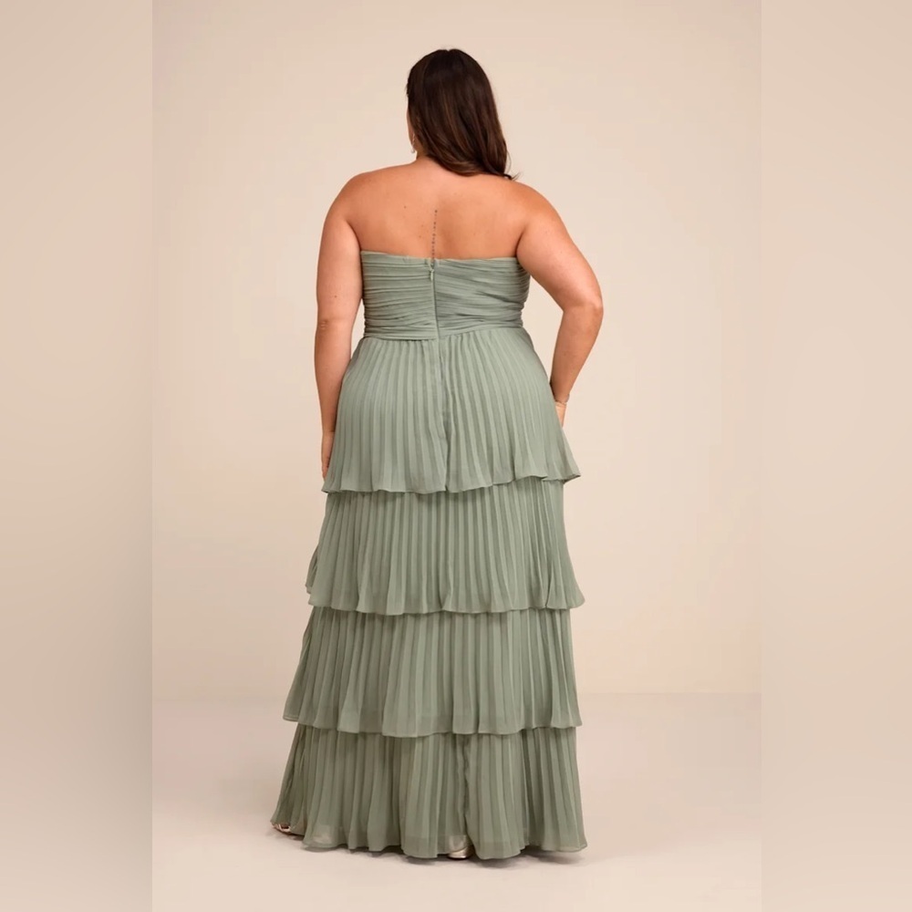 Lulus Seriously Sensational Sage Brush Strapless
Tiered Maxi Dress - Picture 7 of 11
